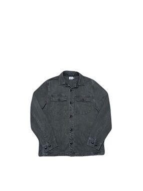 Faherty Jersey Shirt Jacket Mens Medium Side Pockets Button-Up Faded Charcoal
